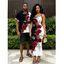 Vacation Couple Outfit Contrast Color Butterfly Rose Print Spaghetti Strap Maxi Bodycon Dress and Shirt Set - Concorde S | US 4