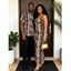 Vacation Couple Outfit Vintage Coffee Snake Skin Print Spaghetti Strap Maxi Bodycon Dress and Shirt Set - marron foncé S | US 4