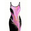 Vacation Couple Outfit Abstract Metallic Gold Ink Wash Print Spaghetti Strap Maxi Bodycon Dress and Shirt Set - Noir S | US 4