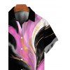 Vacation Couple Outfit Abstract Metallic Gold Ink Wash Print Spaghetti Strap Maxi Bodycon Dress and Shirt Set - Noir S | US 4