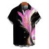 Vacation Couple Outfit Abstract Metallic Gold Ink Wash Print Spaghetti Strap Maxi Bodycon Dress and Shirt Set - Noir S | US 4