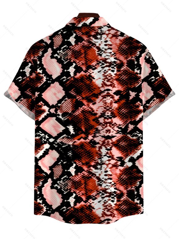 Men's Vintage Shirt Animal Snake Print Button Up Shirt - Rouge foncé 5XL