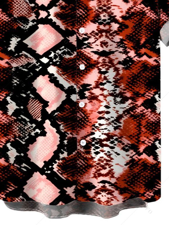 Men's Vintage Shirt Animal Snake Print Button Up Shirt - Rouge foncé 5XL