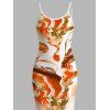 Vacation Dress Marble Fluid Swirl Tie Dye Print Bodycon Mermaid Maxi Dress - Orange S | US 4