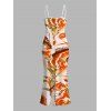 Vacation Dress Marble Fluid Swirl Tie Dye Print Bodycon Mermaid Maxi Dress - Orange S | US 4