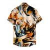 Vintage Couple Outfit Metallic Gold Fluid Marble Print Spaghetti Strap Maxi Bodycon Dress and Shirt Set - multicolor S | US 4