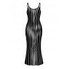 Casual Couple Outfit Distorted Vertical Wavy Stripe Print Spaghetti Strap Maxi Bodycon Dress and Shirt Set - Noir S | US 4