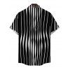 Casual Couple Outfit Distorted Vertical Wavy Stripe Print Spaghetti Strap Maxi Bodycon Dress and Shirt Set - Noir S | US 4