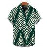 Beach Vacation Couple Outfit Serrated Palm Leaf Geometric Print Pocket Off the Shoulder Romper and Shirt Set - Vert profond S | US 4