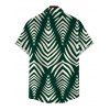 Beach Vacation Couple Outfit Serrated Palm Leaf Geometric Print Pocket Off the Shoulder Romper and Shirt Set - Vert profond S | US 4