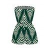 Beach Vacation Couple Outfit Serrated Palm Leaf Geometric Print Pocket Off the Shoulder Romper and Shirt Set - Vert profond S | US 4