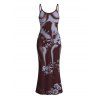 Vacation Dress Ombtr Abstract Skeleton Print Spaghetti Strap Maxi Bodycon Dress - Couleur Caramel XXL | US 14