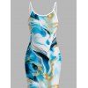 Vacation Dress Marble Fluid Swirl Tie Dye Print Bodycon Mermaid Maxi Dress - Bleu XXXL | US 16