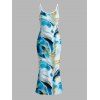 Vacation Dress Marble Fluid Swirl Tie Dye Print Bodycon Mermaid Maxi Dress - Bleu XXXL | US 16