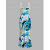 Vacation Dress Marble Fluid Swirl Tie Dye Print Bodycon Mermaid Maxi Dress - Bleu XXXXL | US 18