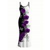 Vacation Couple Outfit Contrast Color Butterfly Rose Print Spaghetti Strap Maxi Bodycon Dress and Shirt Set - Concorde S | US 4