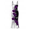 Vacation Couple Outfit Contrast Color Butterfly Rose Print Spaghetti Strap Maxi Bodycon Dress and Shirt Set - Concorde S | US 4