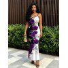 Vacation Dress Contrast Color Butterfly Rose Print Spaghetti Strap Maxi Bodycon Dress - Concorde XXL | US 14
