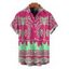 Men's Beach Vacation Shirt Palm Tree Ethnic Tribal Print Button Up Shirt - Rose Vif 5XL