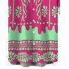 Men's Beach Vacation Shirt Palm Tree Ethnic Tribal Print Button Up Shirt - Rose Vif 5XL