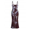 Vacation Dress Ombtr Abstract Skeleton Print Spaghetti Strap Maxi Bodycon Dress - Couleur Caramel XXL | US 14