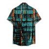 Men's Hawaiian Vacation Shirt Vertical Stripe Tie Dye Abstract Print Button Up Shirt - Turquoise Foncée 5XL