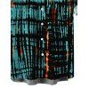 Men's Hawaiian Vacation Shirt Vertical Stripe Tie Dye Abstract Print Button Up Shirt - Turquoise Foncée 5XL