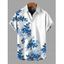 Men's Vacation Shirt Ink Wash Rose Floral Leaf Pattern Button Up Shirt - Bleu 5XL