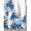 Men's Vacation Shirt Ink Wash Rose Floral Leaf Pattern Button Up Shirt - Bleu 5XL