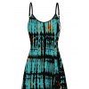 Hawaiian Vacation Dress Vertical Stripe Tie Dye Abstract Print Pocket Spaghetti Strap Midi Dress - Turquoise Foncée XXXXXL | US 20