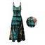 Hawaiian Vacation Dress Vertical Stripe Tie Dye Abstract Print Pocket Spaghetti Strap Midi Dress - Turquoise Foncée XXXXXL | US 20