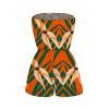 Hawaiian Vacation Romper Tropical Calla Lily Leaf Print Pocket Off the Shoulder Romper - Orange XXL | US 14