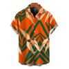 Men's Hawaiian Vacation Shirt Tropical Calla Lily Leaf Print Button Up Shirt - Orange 5XL