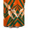 Men's Hawaiian Vacation Shirt Tropical Calla Lily Leaf Print Button Up Shirt - Orange 5XL