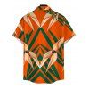 Men's Hawaiian Vacation Shirt Tropical Calla Lily Leaf Print Button Up Shirt - Orange 5XL