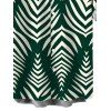 Men's Beach Vacation Shirt Serrated Palm Leaf Geometric Print Button Up Shirt - Vert profond 5XL