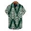 Men's Beach Vacation Shirt Serrated Palm Leaf Geometric Print Button Up Shirt - Vert profond 5XL