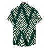 Men's Beach Vacation Shirt Serrated Palm Leaf Geometric Print Button Up Shirt - Vert profond 5XL