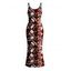 Vintage Dress Animal Snake Print Spaghetti Strap Maxi Bodycon Dress - Rouge foncé XXL | US 14