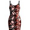 Vintage Dress Animal Snake Print Spaghetti Strap Maxi Bodycon Dress - Rouge foncé XXL | US 14