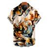 Men's Vacation Shirt Metallic Gold Fluid Marble Print Button Up Shirt - multicolor 5XL