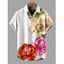 Men's Vacation Shirt Peony Floral Leaf Print Button Up Shirt - Blanc 5XL