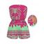 Beach Vacation Romper Palm Tree Ethnic Tribal Print Pocket Off the Shoulder Romper - Rose Vif XXL | US 14