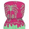 Beach Vacation Romper Palm Tree Ethnic Tribal Print Pocket Off the Shoulder Romper - Rose Vif XXL | US 14