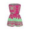 Beach Vacation Romper Palm Tree Ethnic Tribal Print Pocket Off the Shoulder Romper - Rose Vif XXL | US 14
