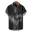 Men's Casual Shirt Distorted Vertical Wavy Stripe Print Button Up Shirt - Noir 5XL