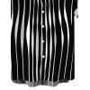Men's Casual Shirt Distorted Vertical Wavy Stripe Print Button Up Shirt - Noir 5XL