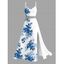 Vacation Dress Ink Wash Rose Floral Leaf Pattern Lace Hollow Out Slit Dress - Bleu XXXXXL | US 20