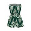 Beach Vacation Romper Serrated Palm Leaf Geometric Print Pocket Off the Shoulder Romper - Vert profond XXL | US 14