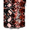 Men's Vintage Shirt Animal Snake Print Button Up Shirt - Rouge foncé 5XL